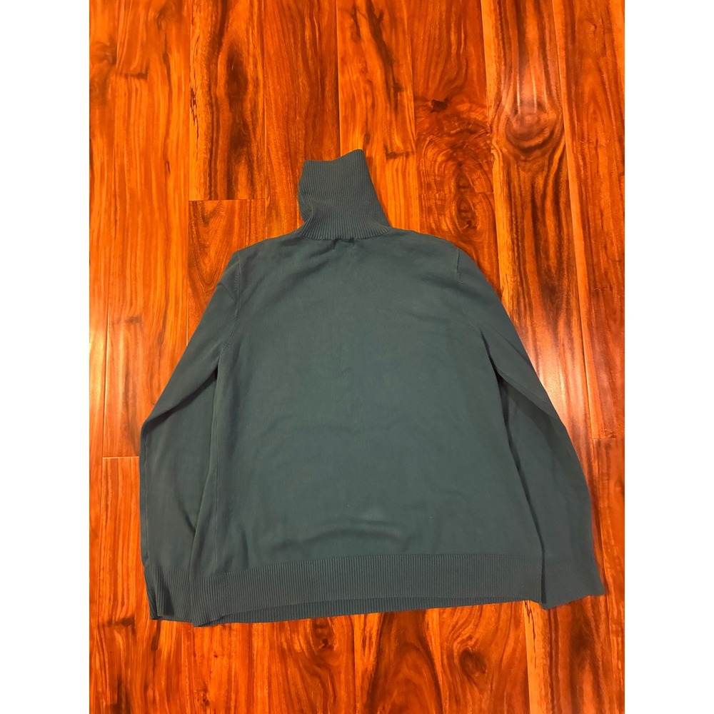 LL Bean Womens Teal Blue Cotton Blend Turtleneck Sweater Knit Top Size L Large - Picture 3 of 6
